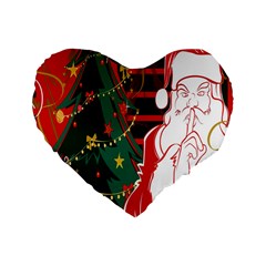 Santa Clause Xmas Standard 16  Premium Flano Heart Shape Cushions by Nexatart