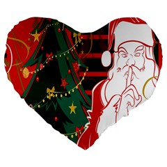 Santa Clause Xmas Large 19  Premium Flano Heart Shape Cushions by Nexatart