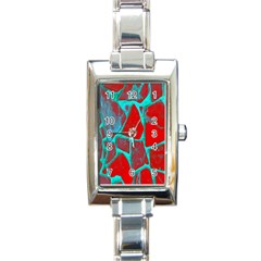 Red Marble Background Rectangle Italian Charm Watch by Nexatart