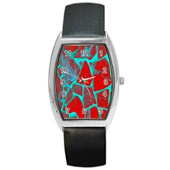 Red Marble Background Barrel Style Metal Watch by Nexatart