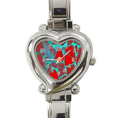 Red Marble Background Heart Italian Charm Watch by Nexatart