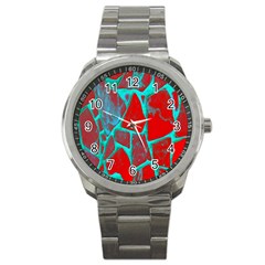 Red Marble Background Sport Metal Watch by Nexatart