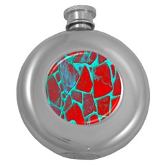 Red Marble Background Round Hip Flask (5 Oz) by Nexatart