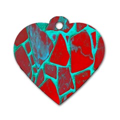 Red Marble Background Dog Tag Heart (one Side) by Nexatart