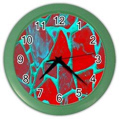 Red Marble Background Color Wall Clocks by Nexatart