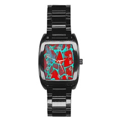 Red Marble Background Stainless Steel Barrel Watch by Nexatart