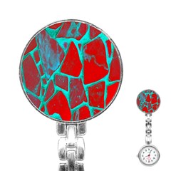 Red Marble Background Stainless Steel Nurses Watch by Nexatart