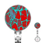 Red Marble Background Stainless Steel Nurses Watch Front