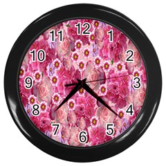 Roses Flowers Rose Blooms Nature Wall Clocks (black) by Nexatart