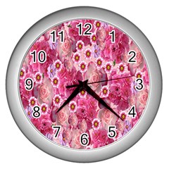 Roses Flowers Rose Blooms Nature Wall Clocks (silver)  by Nexatart