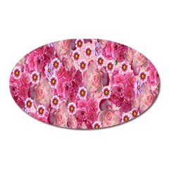 Roses Flowers Rose Blooms Nature Oval Magnet by Nexatart