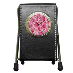 Roses Flowers Rose Blooms Nature Pen Holder Desk Clocks by Nexatart