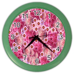 Roses Flowers Rose Blooms Nature Color Wall Clocks by Nexatart