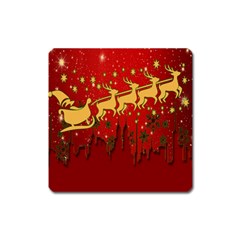 Santa Christmas Claus Winter Square Magnet by Nexatart