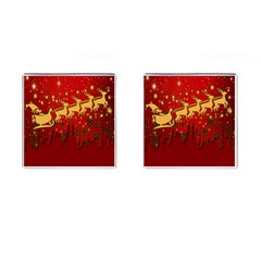 Santa Christmas Claus Winter Cufflinks (square) by Nexatart