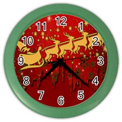 Santa Christmas Claus Winter Color Wall Clocks by Nexatart