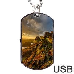 Scotland Landscape Scenic Mountains Dog Tag Usb Flash (one Side) by Nexatart