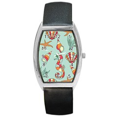 Seahorse Seashell Starfish Shell Barrel Style Metal Watch by Nexatart