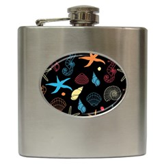 Seahorse Starfish Seashell Shell Hip Flask (6 oz)