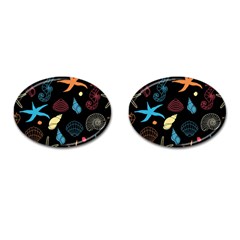 Seahorse Starfish Seashell Shell Cufflinks (Oval)