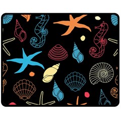 Seahorse Starfish Seashell Shell Fleece Blanket (Medium) 