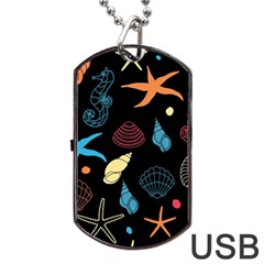 Seahorse Starfish Seashell Shell Dog Tag Usb Flash (two Sides) by Nexatart