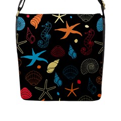 Seahorse Starfish Seashell Shell Flap Messenger Bag (L) 