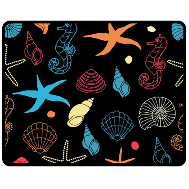 Seahorse Starfish Seashell Shell Double Sided Fleece Blanket (Medium) 