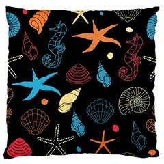 Seahorse Starfish Seashell Shell Large Flano Cushion Case (Two Sides)