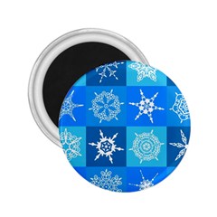 Seamless Blue Snowflake Pattern 2 25  Magnets by Nexatart