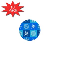 Seamless Blue Snowflake Pattern 1  Mini Buttons (10 Pack)  by Nexatart