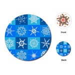 Seamless Blue Snowflake Pattern Playing Cards (Round)  Front