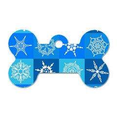 Seamless Blue Snowflake Pattern Dog Tag Bone (two Sides) by Nexatart