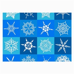 Seamless Blue Snowflake Pattern Large Glasses Cloth (2-side) by Nexatart