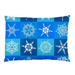 Seamless Blue Snowflake Pattern Pillow Case by Nexatart