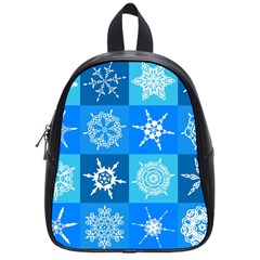 Seamless Blue Snowflake Pattern School Bags (small)  by Nexatart