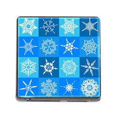 Seamless Blue Snowflake Pattern Memory Card Reader (square) by Nexatart