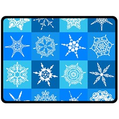 Seamless Blue Snowflake Pattern Fleece Blanket (large)  by Nexatart