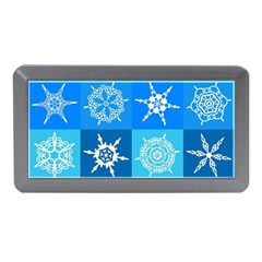 Seamless Blue Snowflake Pattern Memory Card Reader (mini) by Nexatart