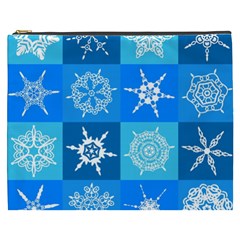 Seamless Blue Snowflake Pattern Cosmetic Bag (xxxl)  by Nexatart