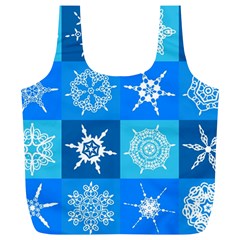 Seamless Blue Snowflake Pattern Full Print Recycle Bags (l)  by Nexatart