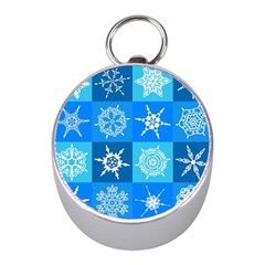 Seamless Blue Snowflake Pattern Mini Silver Compasses by Nexatart