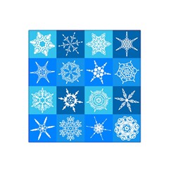 Seamless Blue Snowflake Pattern Satin Bandana Scarf by Nexatart