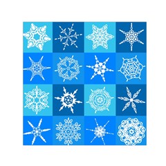 Seamless Blue Snowflake Pattern Small Satin Scarf (square) by Nexatart