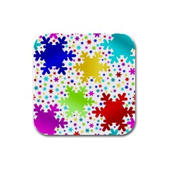 Seamless Snowflake Pattern Rubber Square Coaster (4 Pack)  by Nexatart