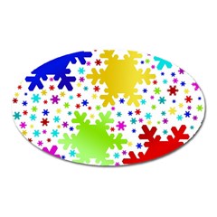 Seamless Snowflake Pattern Oval Magnet by Nexatart