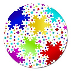 Seamless Snowflake Pattern Magnet 5  (round) by Nexatart