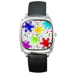 Seamless Snowflake Pattern Square Metal Watch by Nexatart