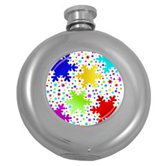 Seamless Snowflake Pattern Round Hip Flask (5 Oz) by Nexatart