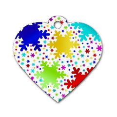 Seamless Snowflake Pattern Dog Tag Heart (two Sides) by Nexatart